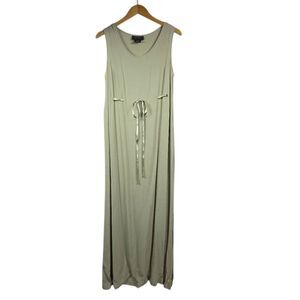 Requirements Sleeveless Maxi Dress Sage  Lightweight Tie‑Waist Size L